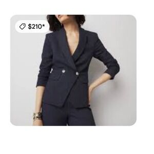 NWT White House Black Market Petites Black Blazer Double Breasted Size 4P NWT‎